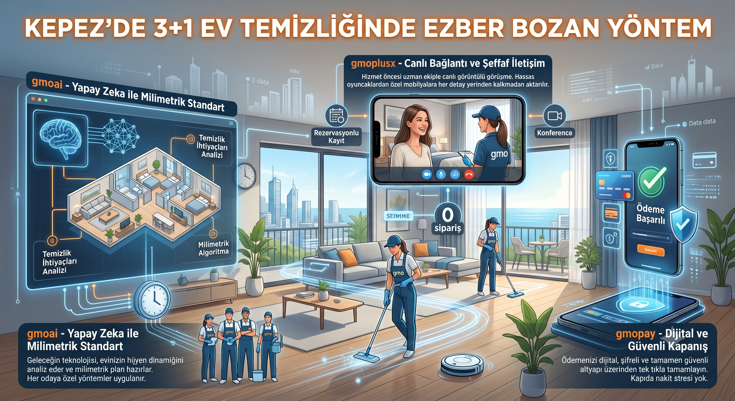 Kepez’de 3+1 Ev Temizliğinde Ezber Bozan Yöntem