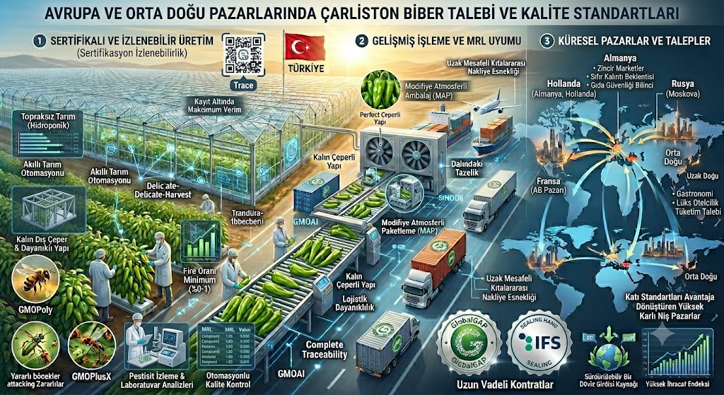 Avrupa ve Orta Doğu Pazarlarında Çarliston Biber Talebi ve Kalite Standartları 