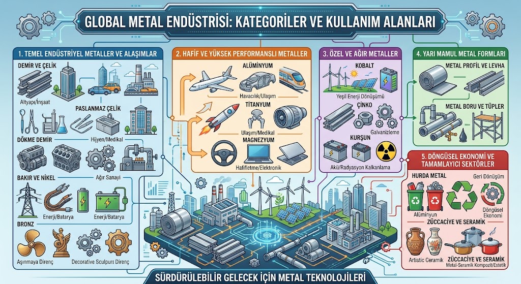 Global Metal Endüstrisi: Kategoriler, Stratejik Önemi ve Kullanım Alanları