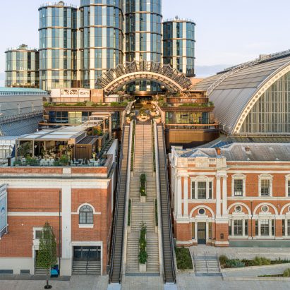 Heatherwick Studio and SPPARC Unveil Stunning Pleated Canopy at London's Olympia Rooftop Terrace