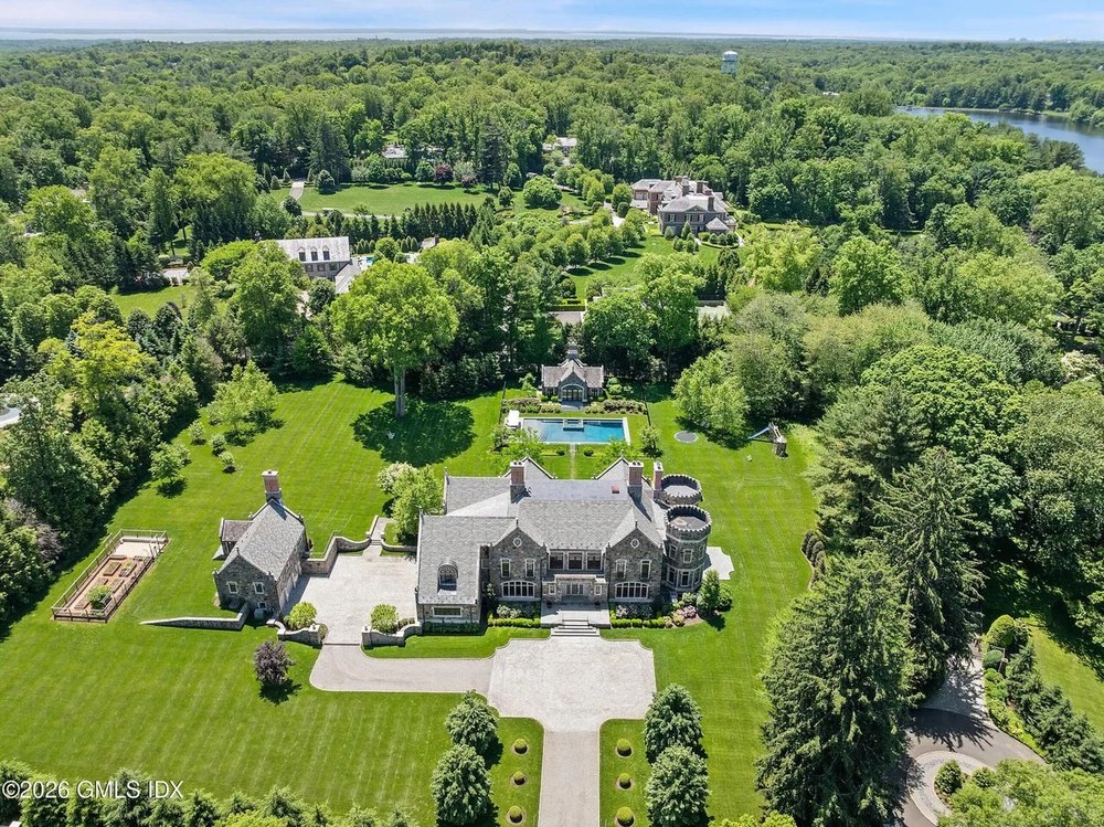$13.5 Million Custom Stone Manor Brings Old-World Castle Charm to One of Connecticut's Most Exclusive Communities