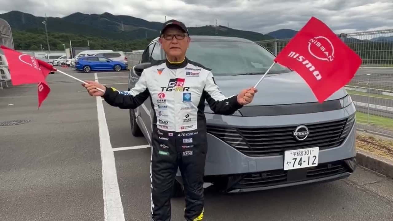 Toyota Chairman Playfully Waves Nissan Flags In Viral Video